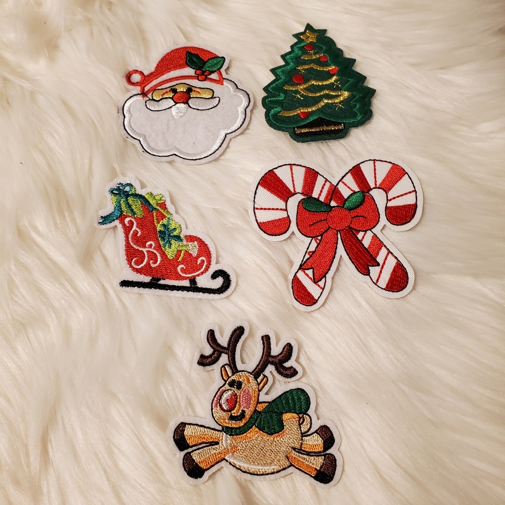 Festive Christmas Iron-On Patches Set